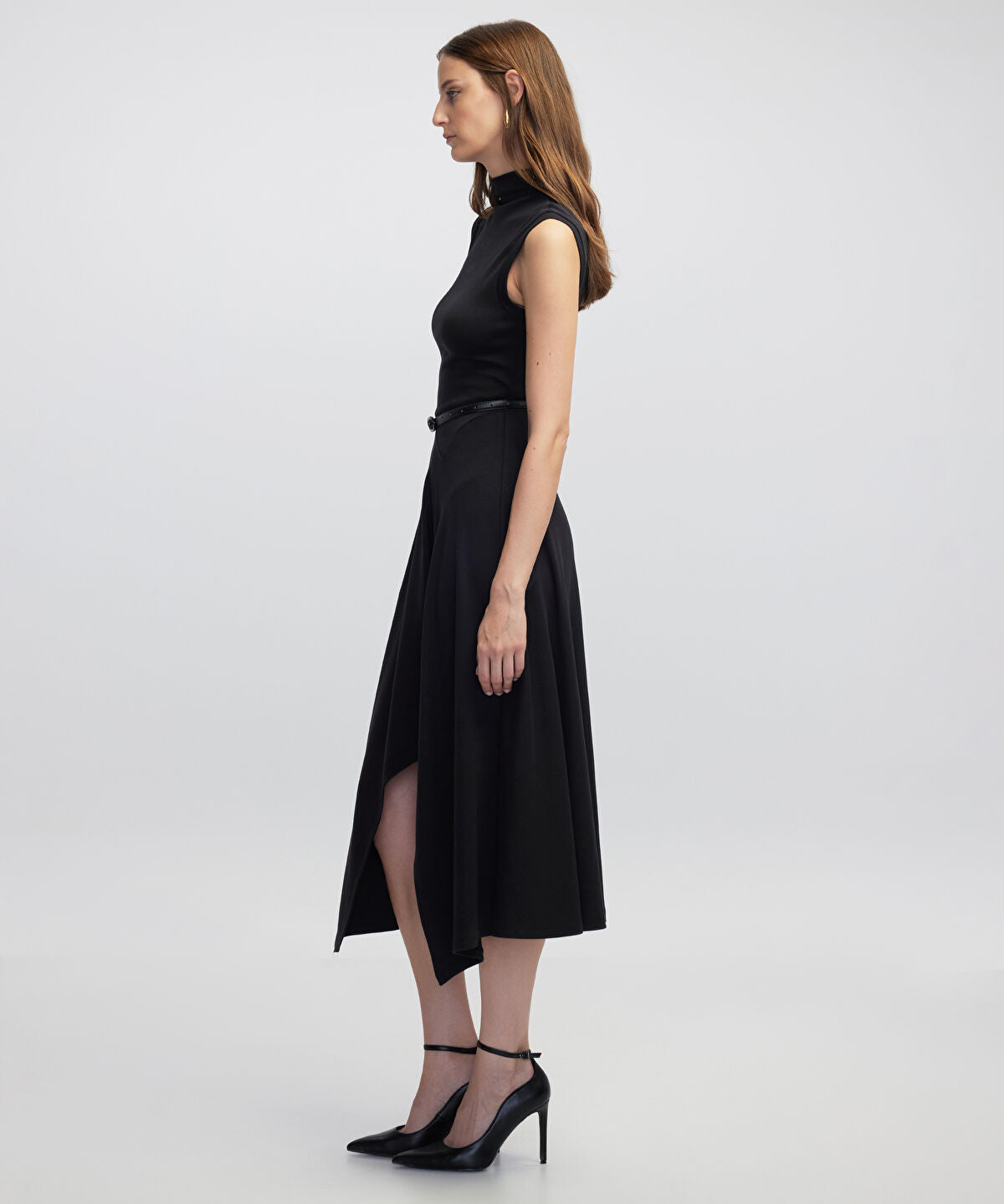 Belted Asymmetric Dress