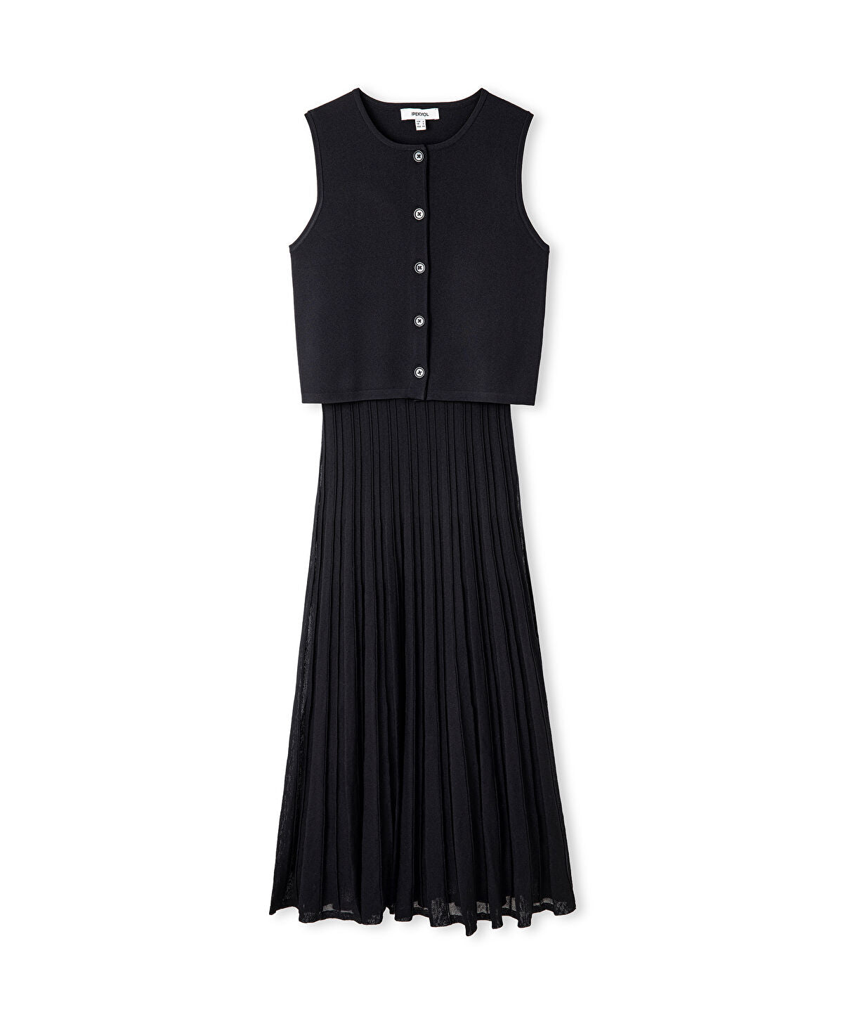 Pleated Knit Midi Dress