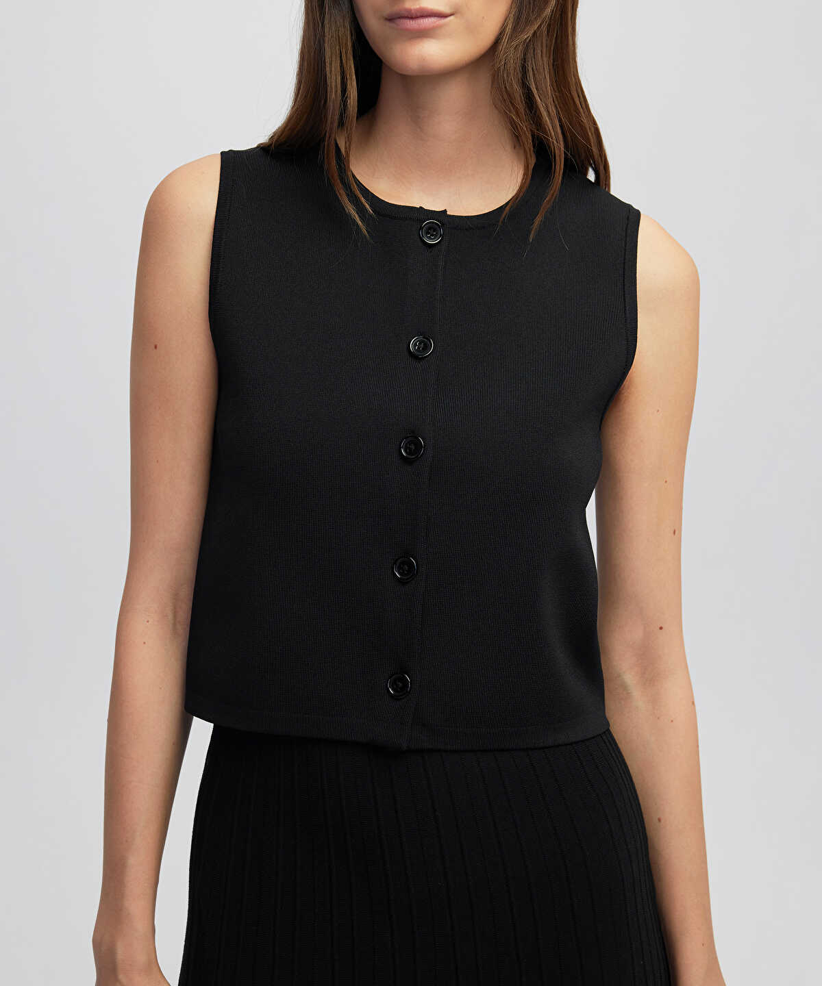 Pleated Knit Midi Dress