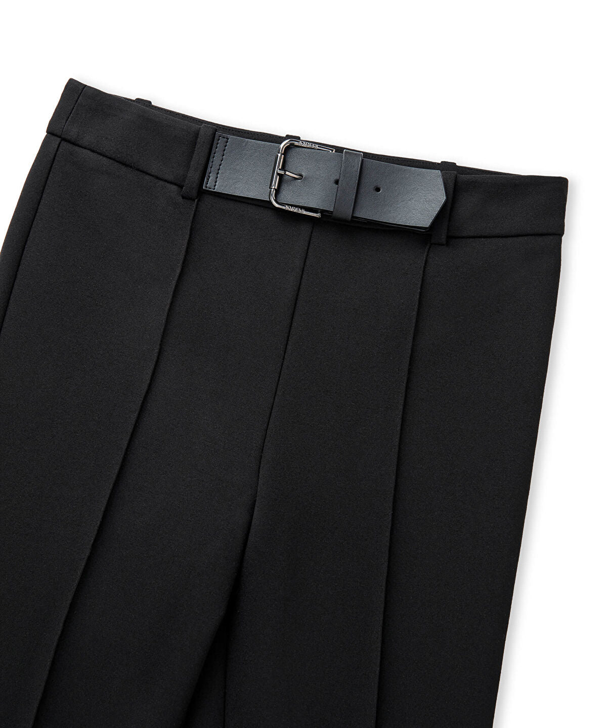 High-Waist Belted Skinny Trousers