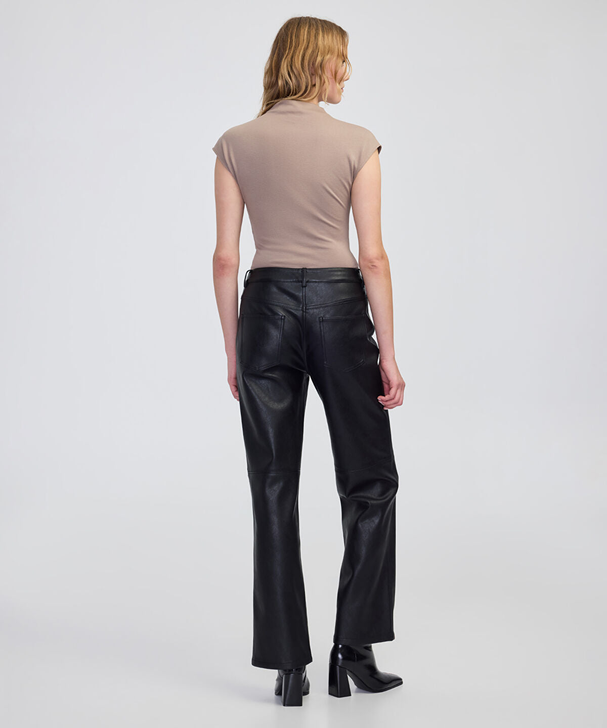 Leather-Effect Straight-Leg Trousers