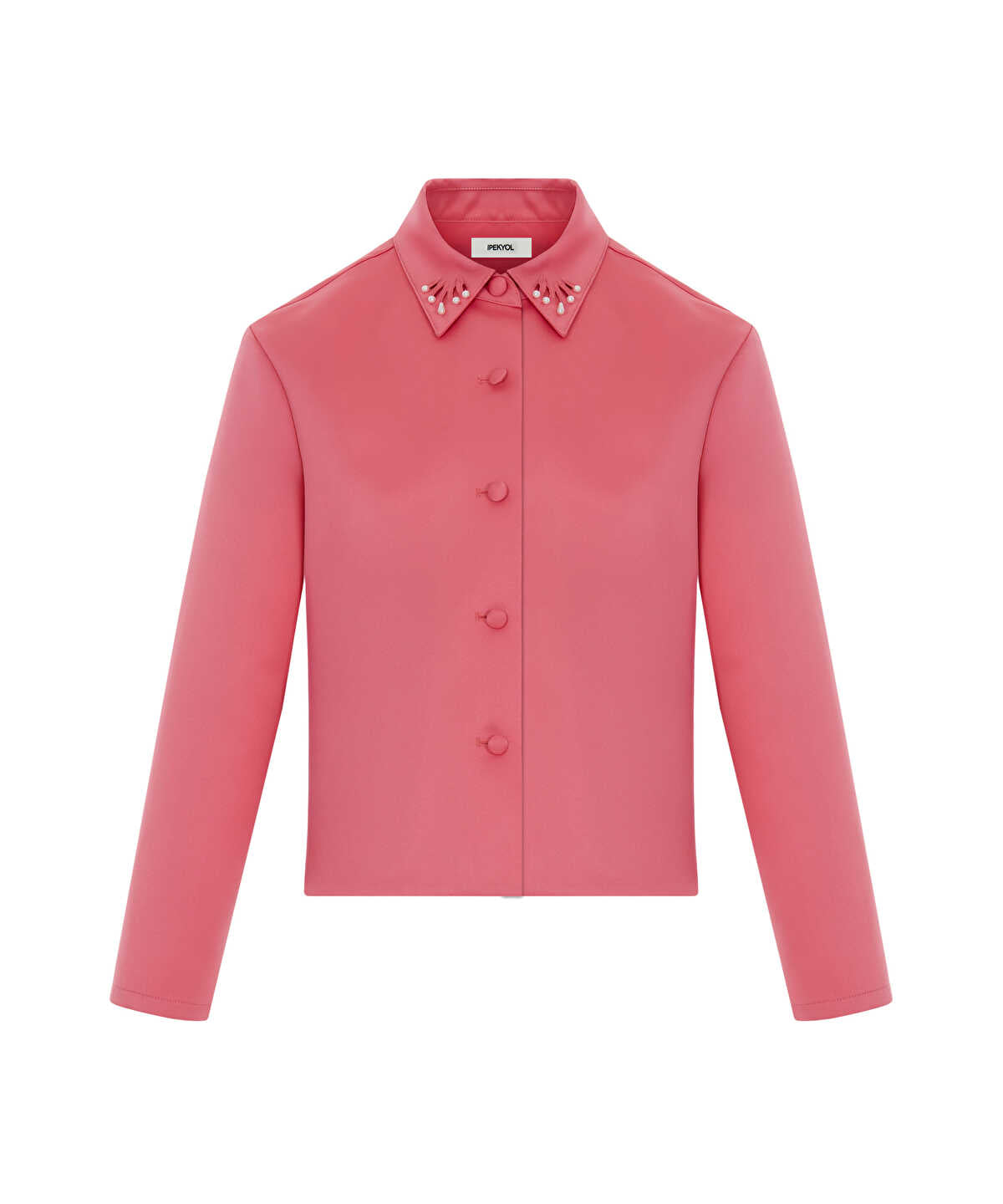 Cutout Jacket with Faux Pearl