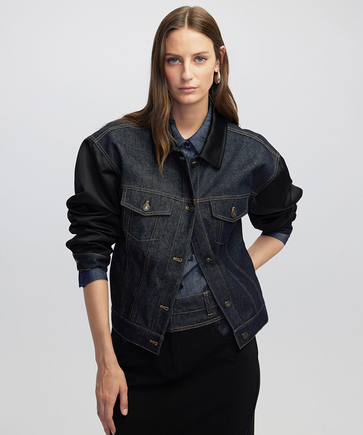 Mixed Media Denim Jacket