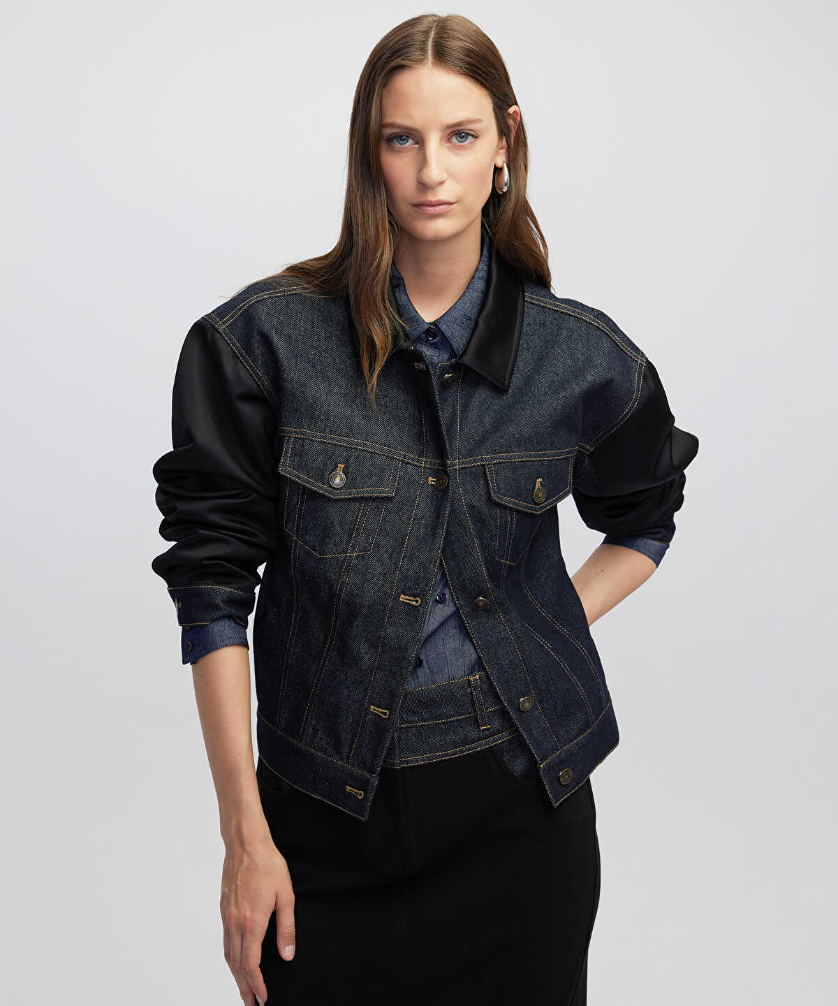 Mixed Media Denim Jacket