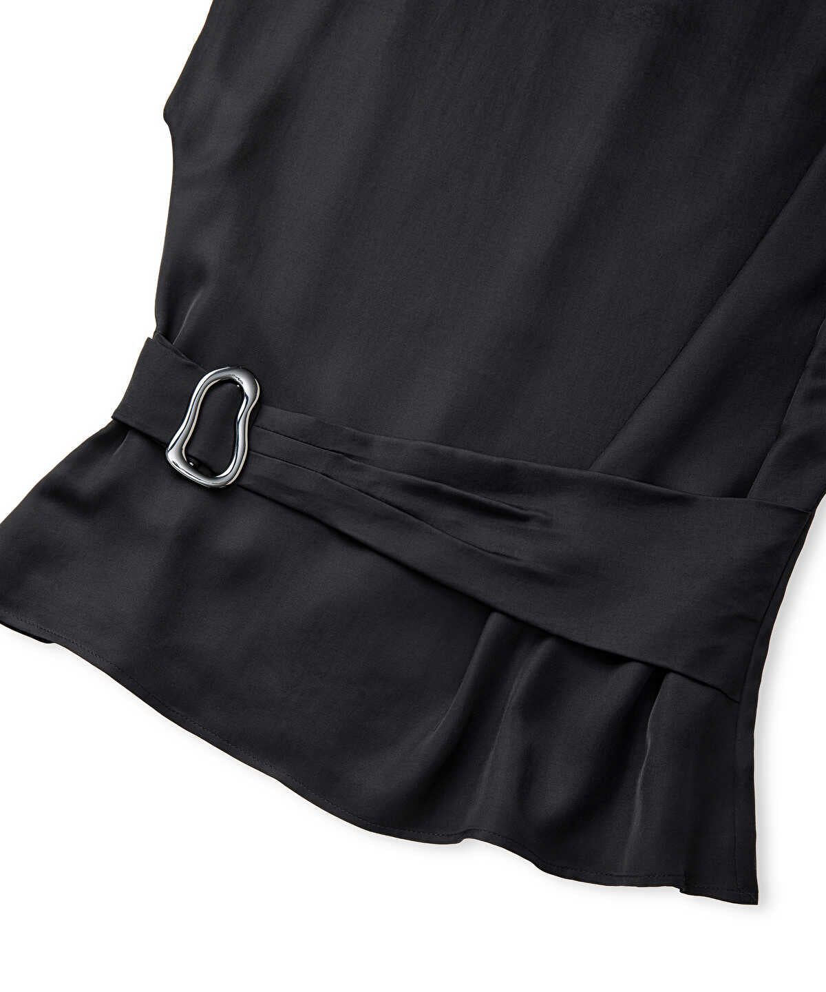 Satin-Effect Belted Blouse