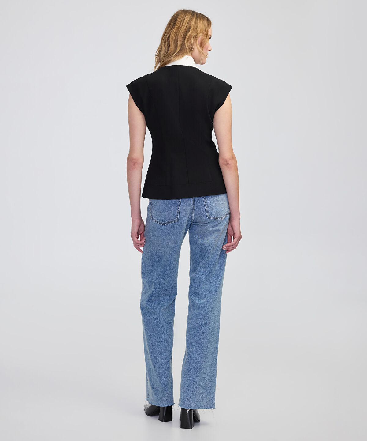 Jewel-Button Color-Block Vest