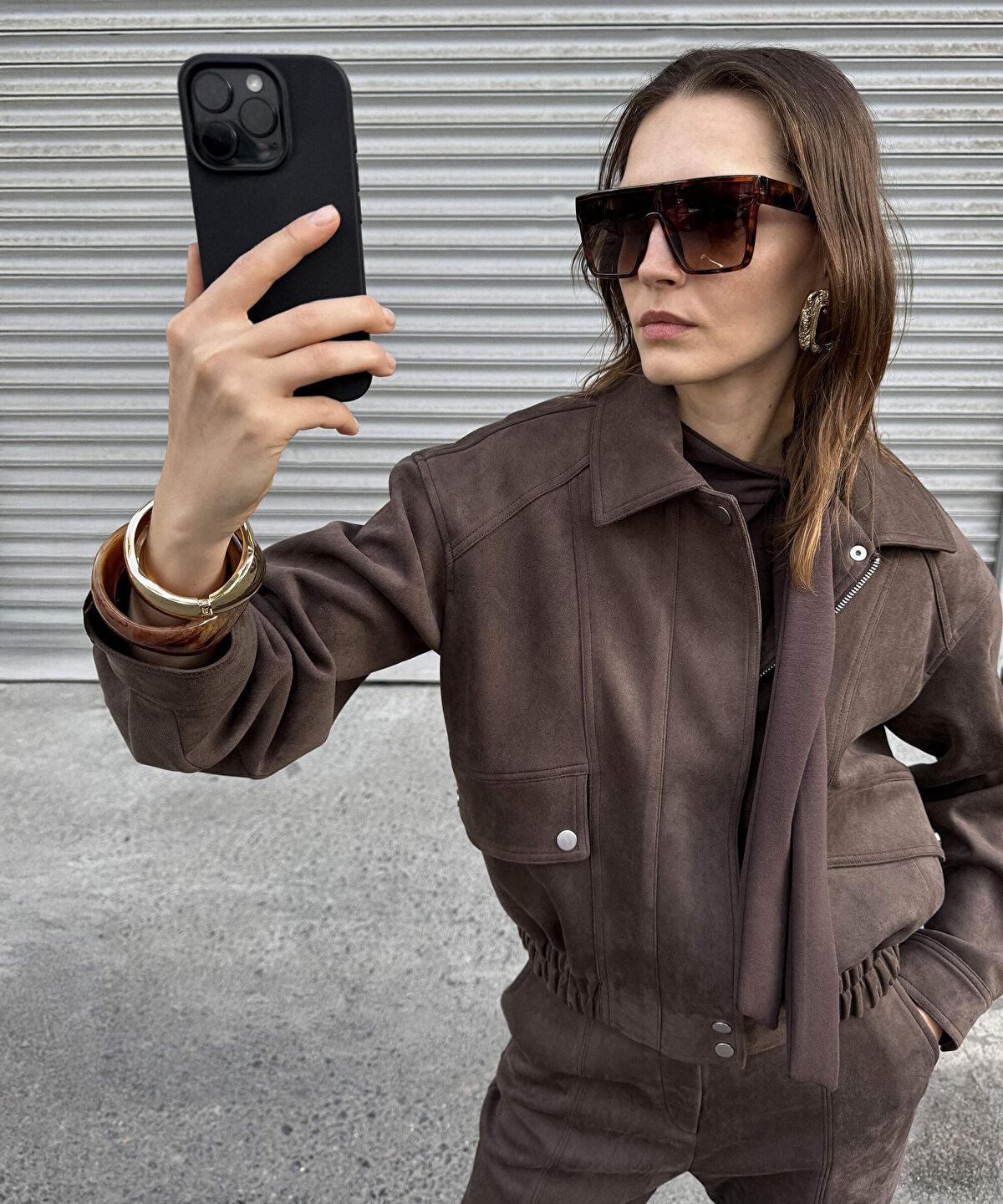 Suede-Effect Coat