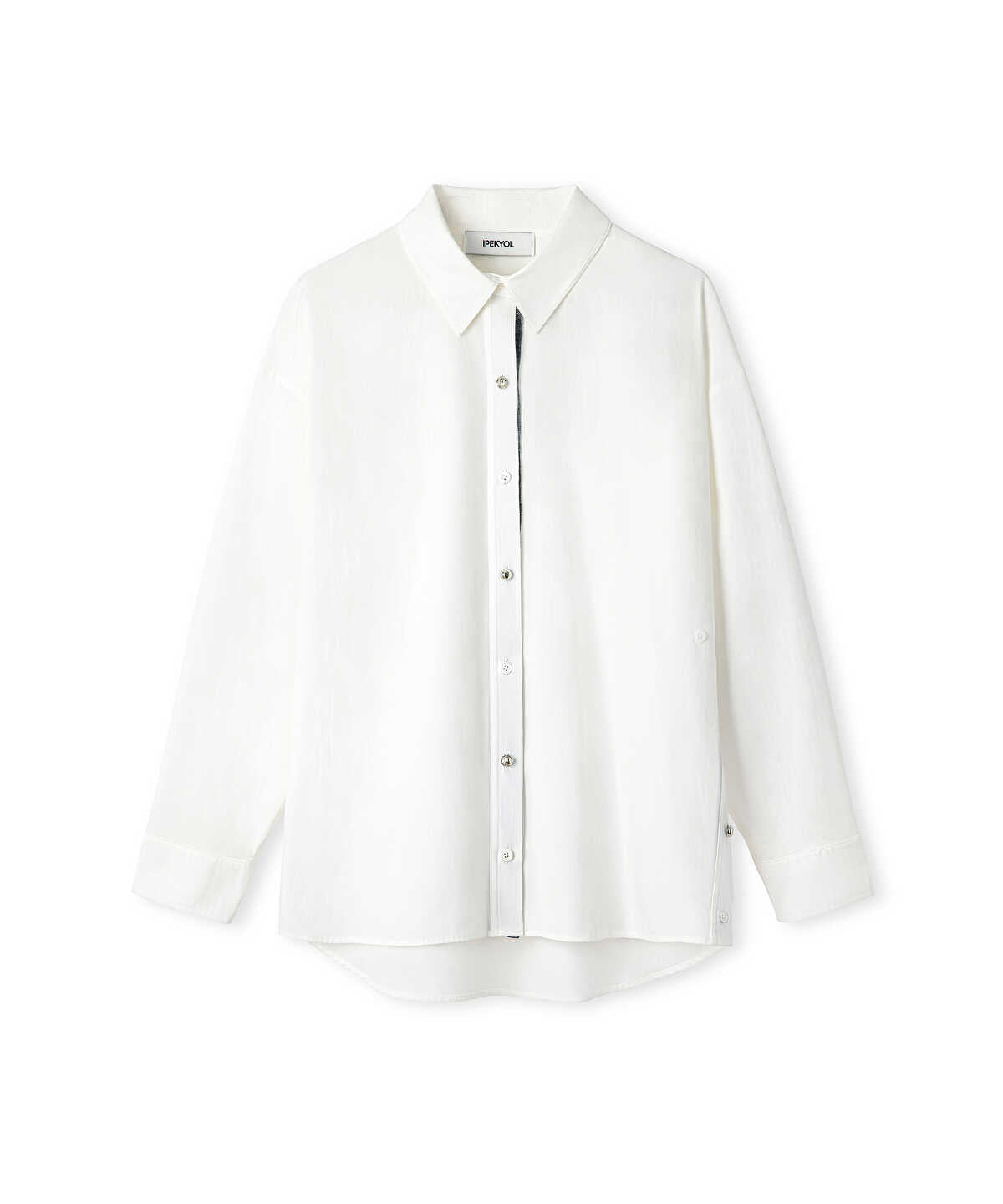 Poplin Shirt with Mixed Buttons