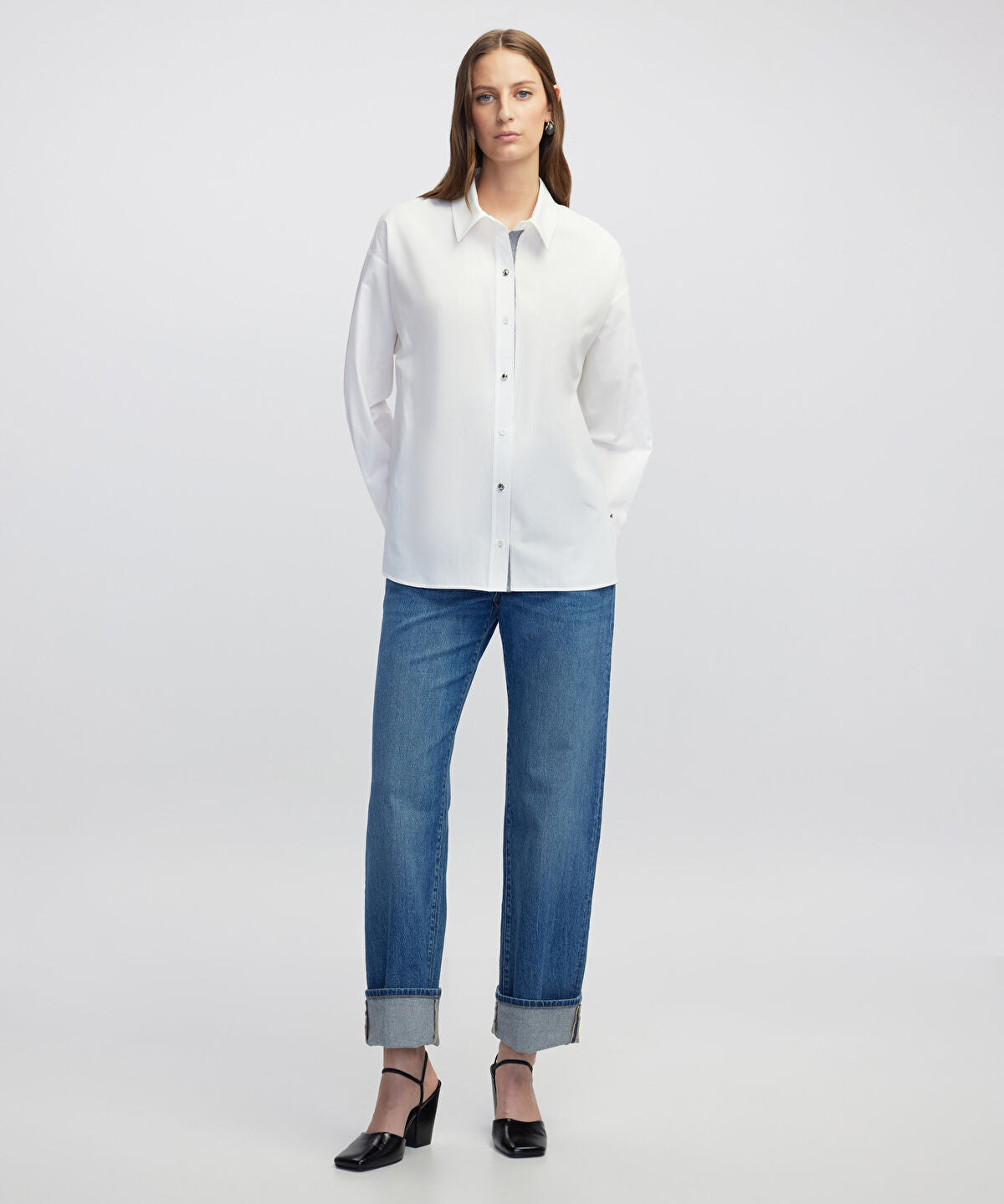 Poplin Shirt with Mixed Buttons