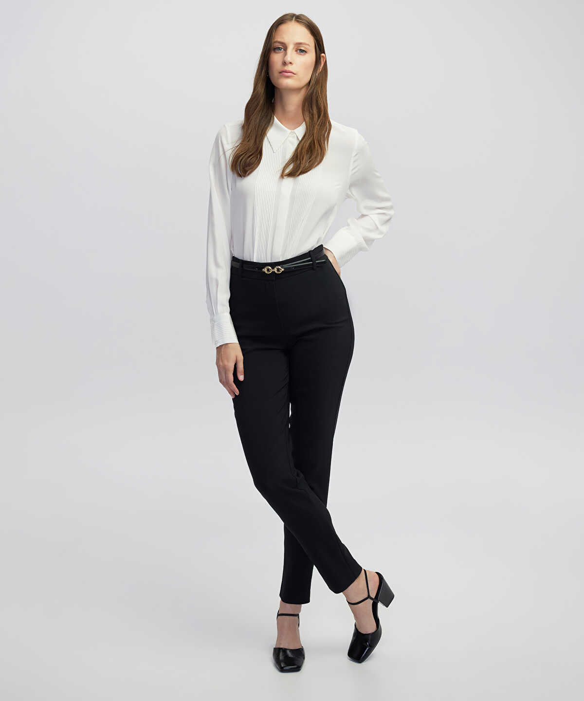 Silk shirt with pintucks