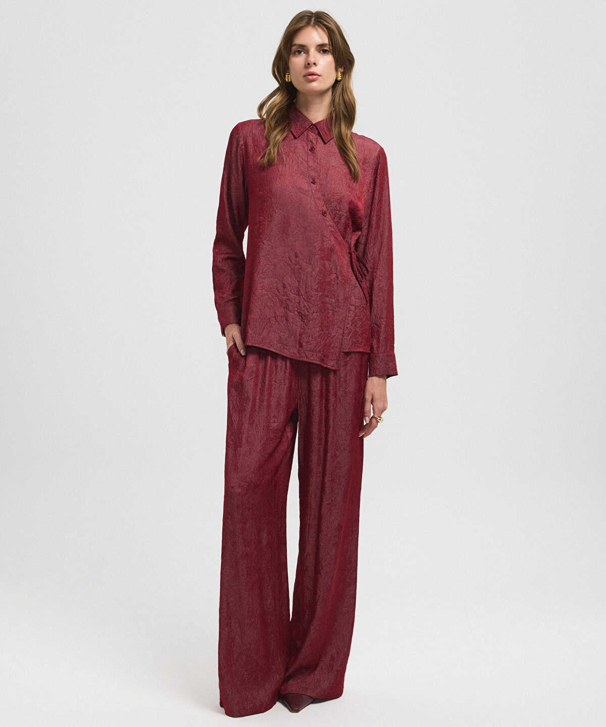 Asymmetric Tie Waist Shirt