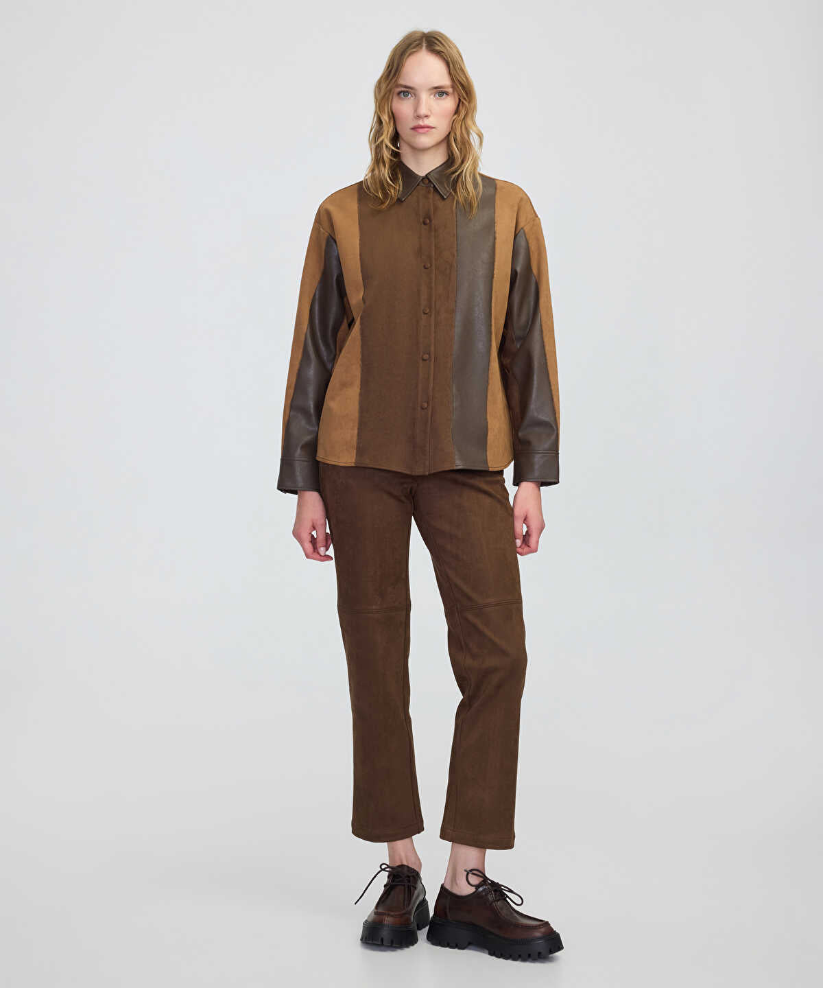 Color-Block Mixed Shirt