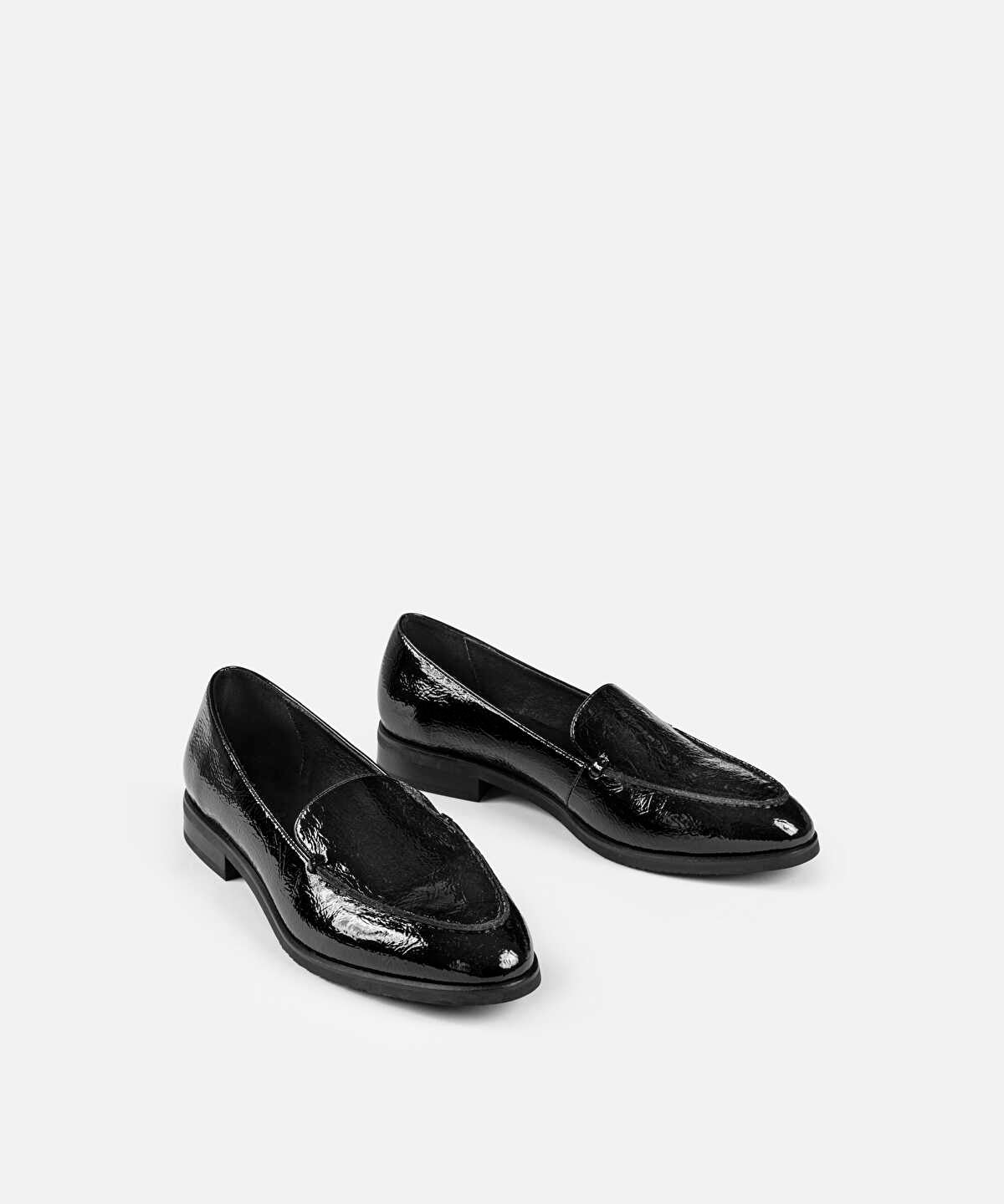 Patent-Effect Textured Loafers