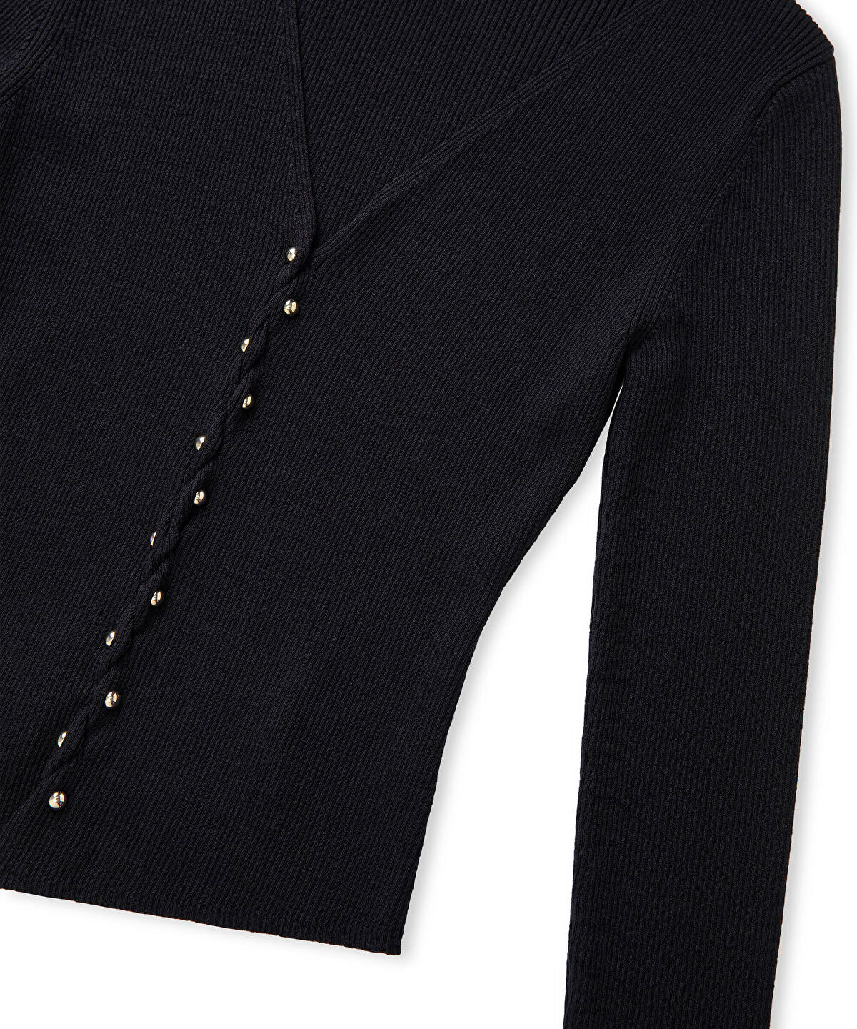 Embellished Ribbed Knit Top