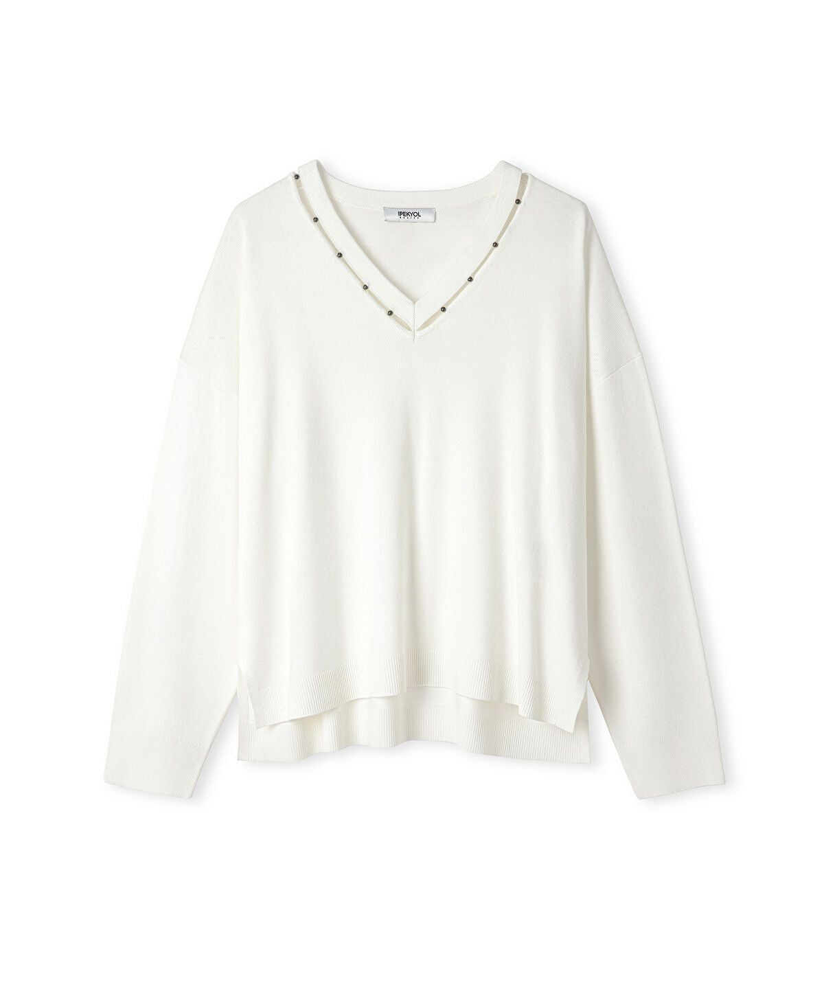 Embellished Cutout Knit Sweater
