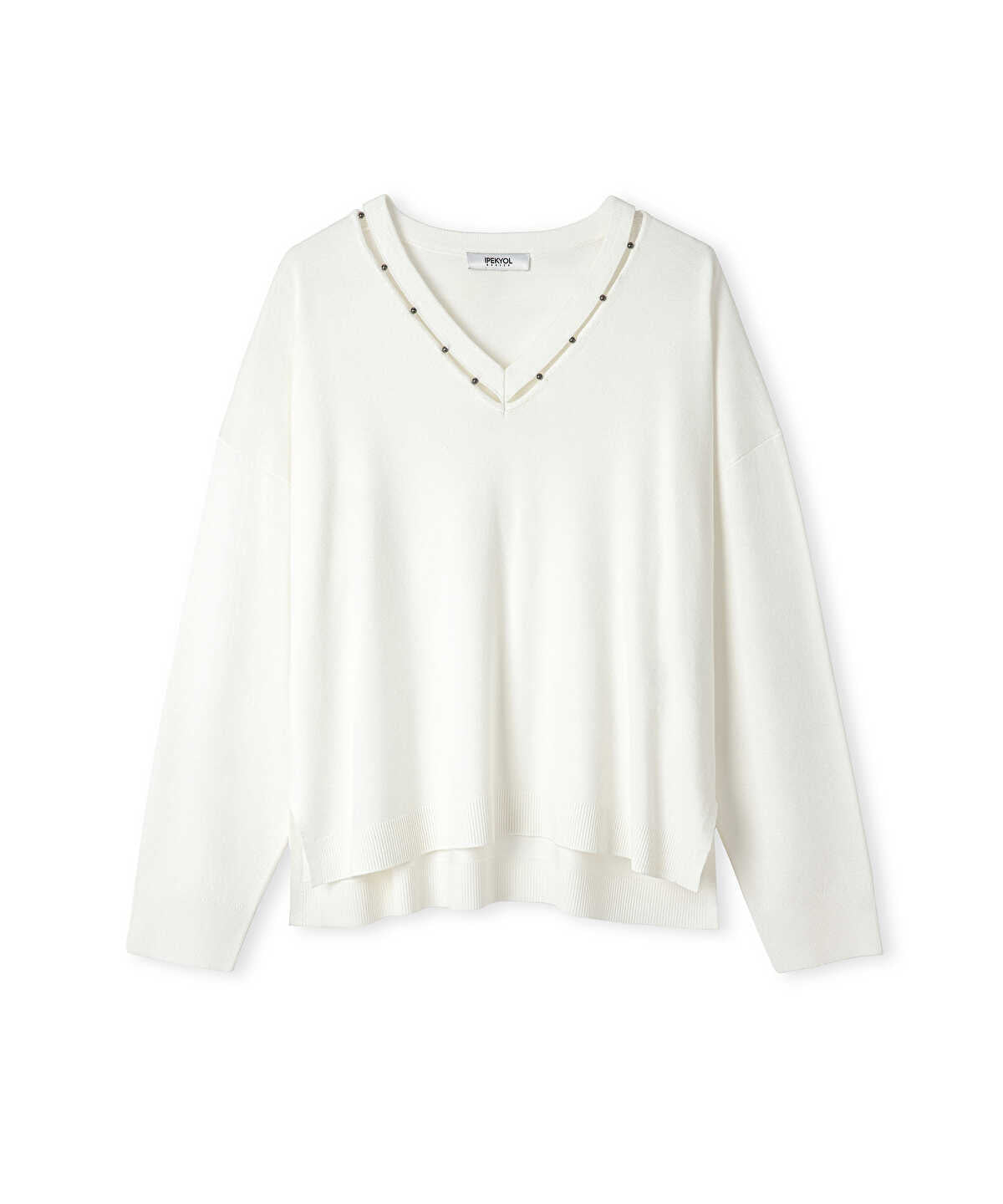 Embellished Cutout Knit Sweater