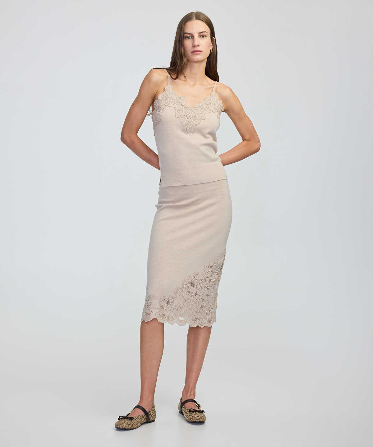 Lace-Applique Knit Top
