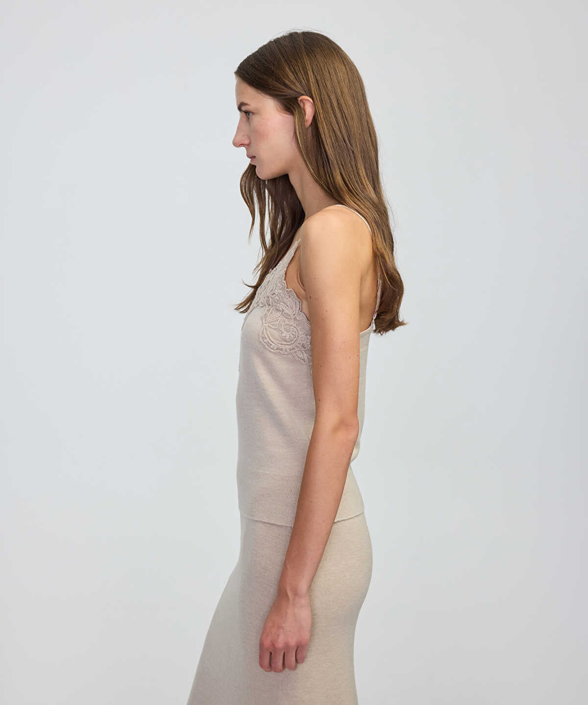 Lace-Applique Knit Top