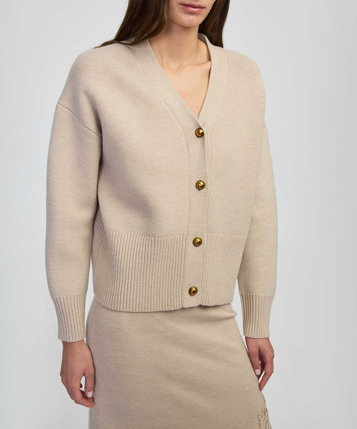 Metal Button Knit Cardigan