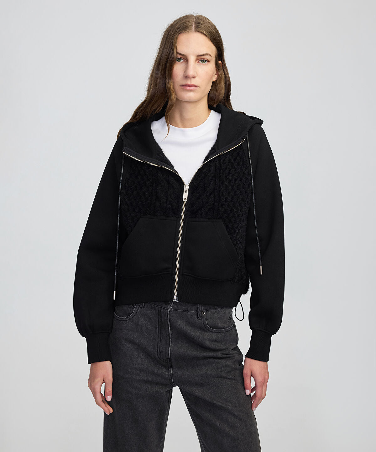 Adjustable Waist Mixed Sweatshirt