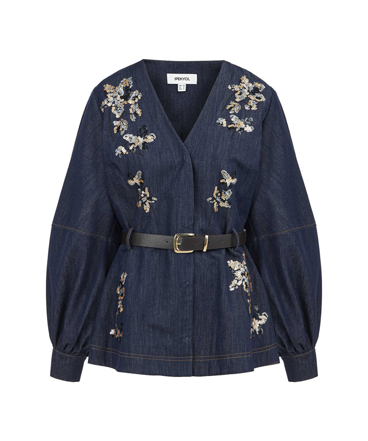 Embroidered Peplum Denim Jacket