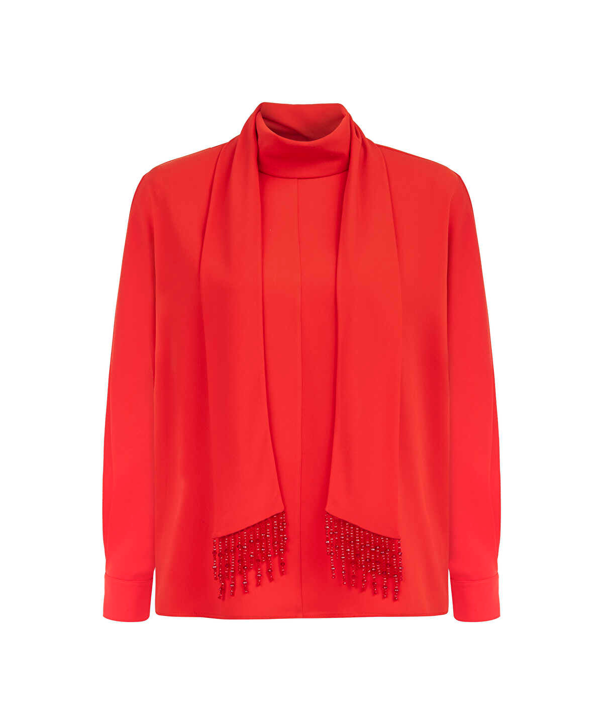 Embroidered Scarf Blouse