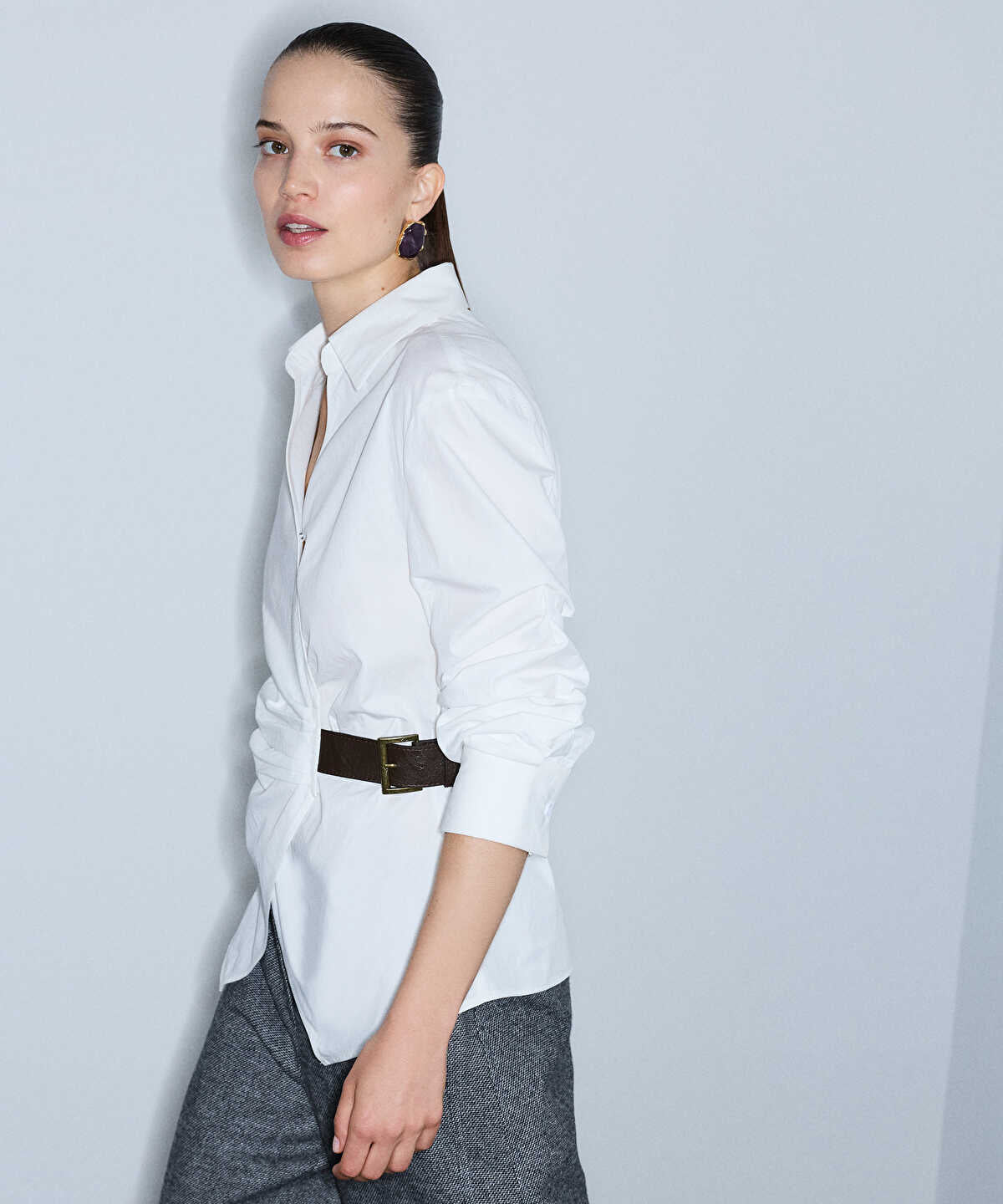 Asymmetric Belted Shirt