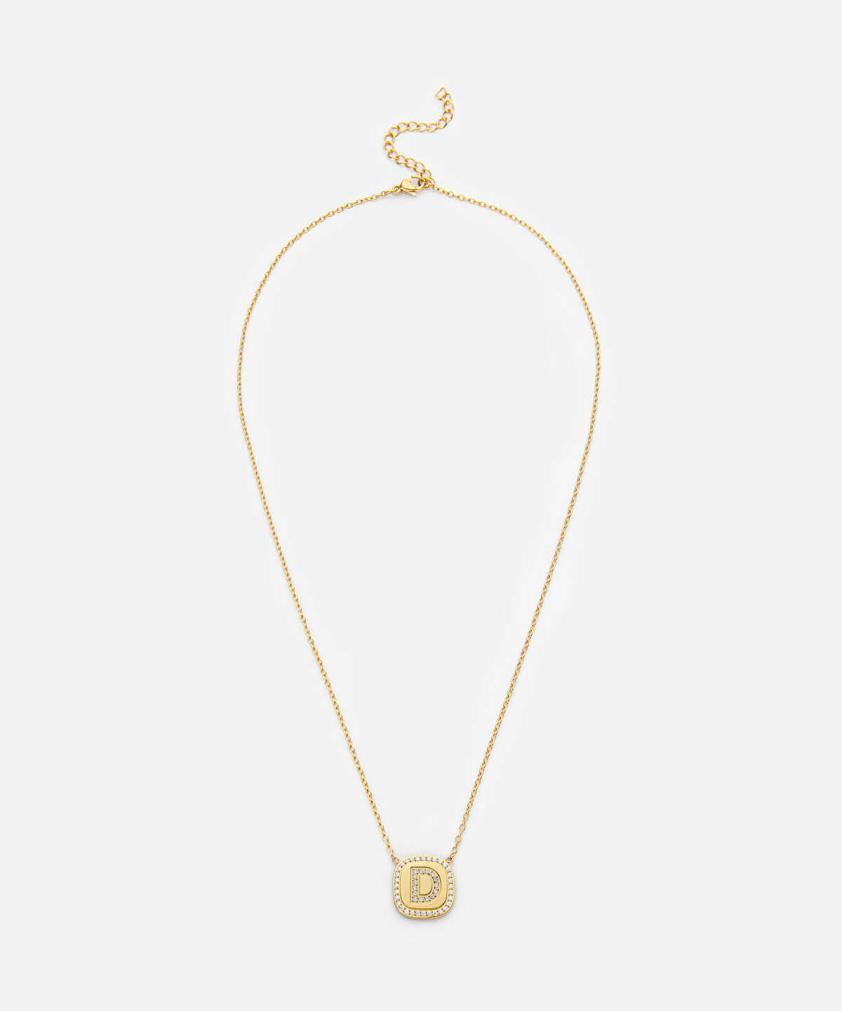 Embellished 'D' Pendant Necklace