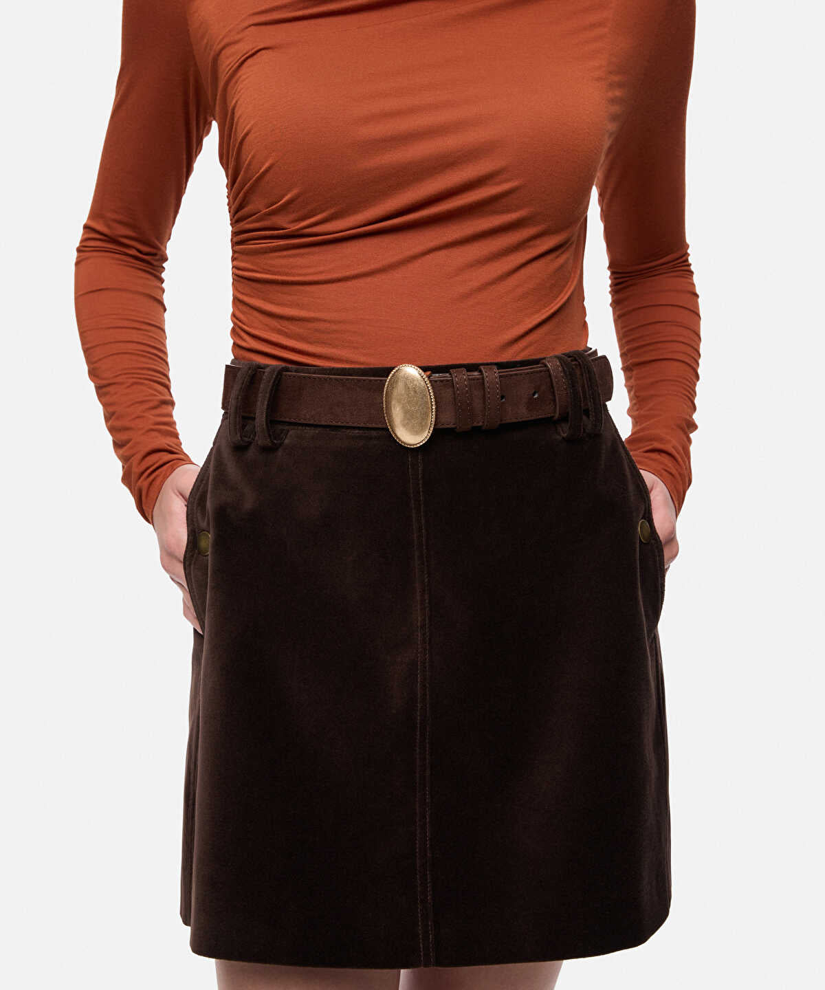 Oval Metal-Buckle Belt