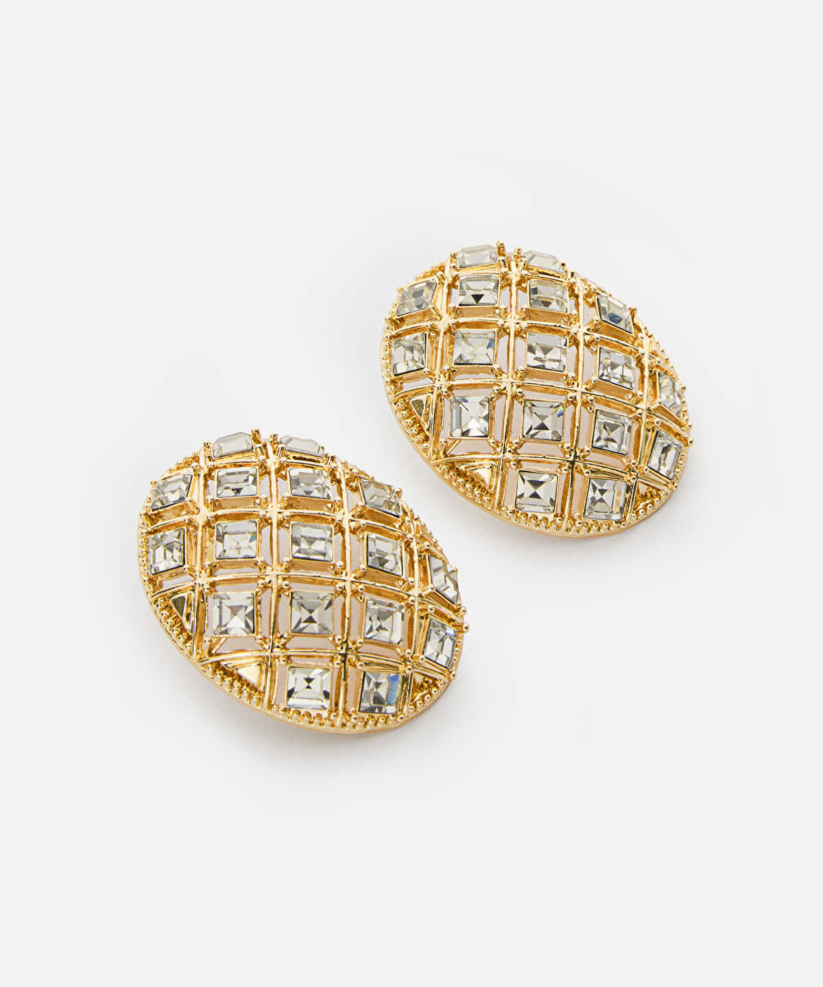 Metal Earrings with Rhinestones