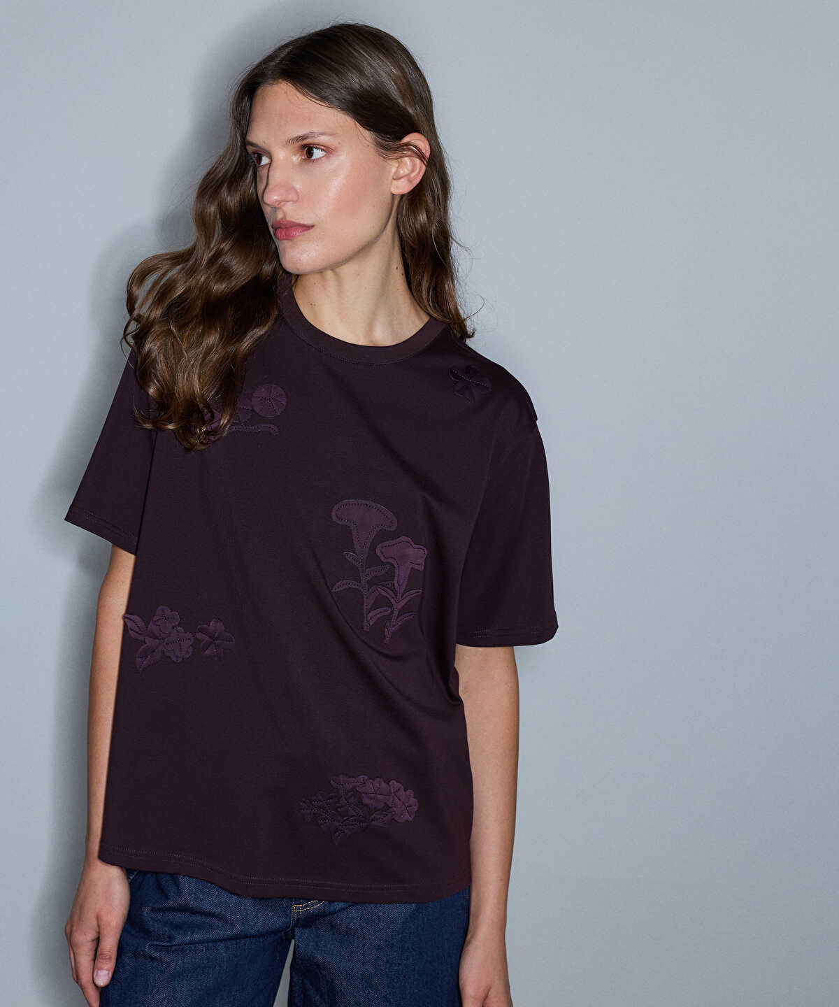 T-Shirt with Floral Applique