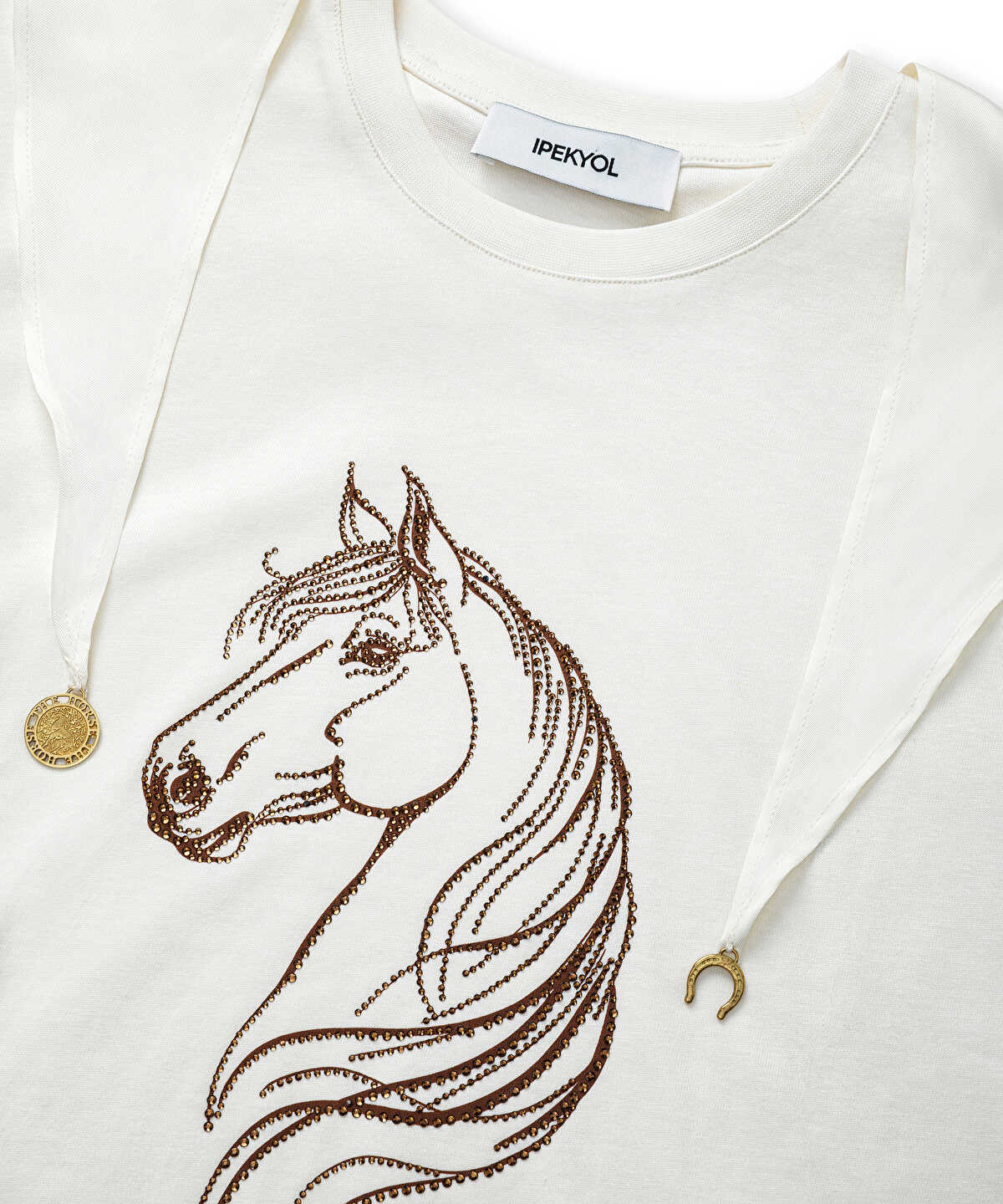 Rhinestone T-Shirt with Detachable Scarf