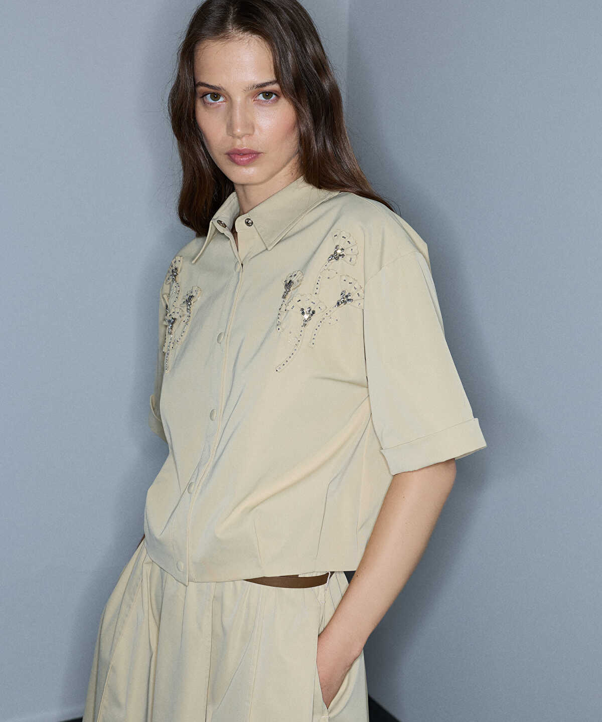 Floral Applique Overshirt