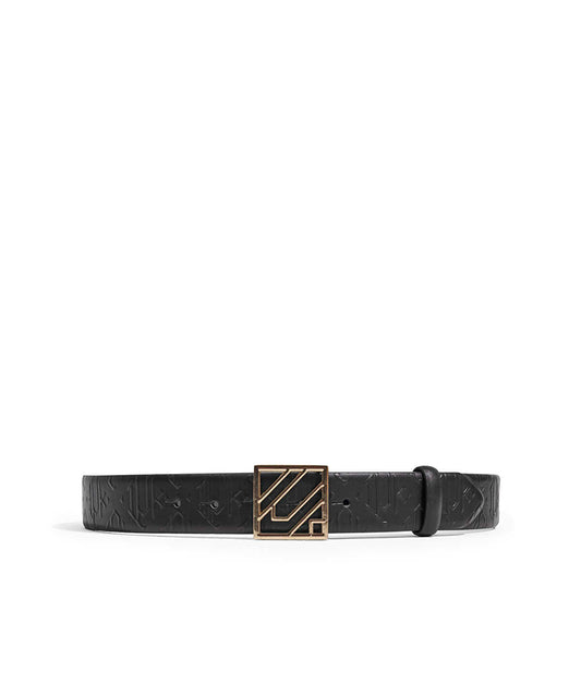Monogram Buckle Leather Belt