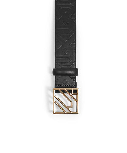 Monogram Buckle Leather Belt