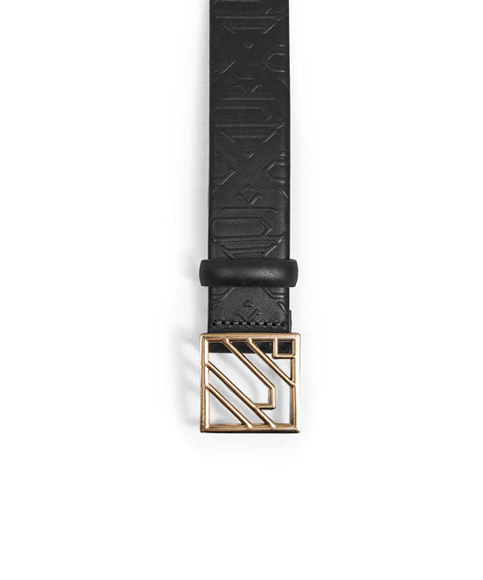 Monogram Buckle Leather Belt
