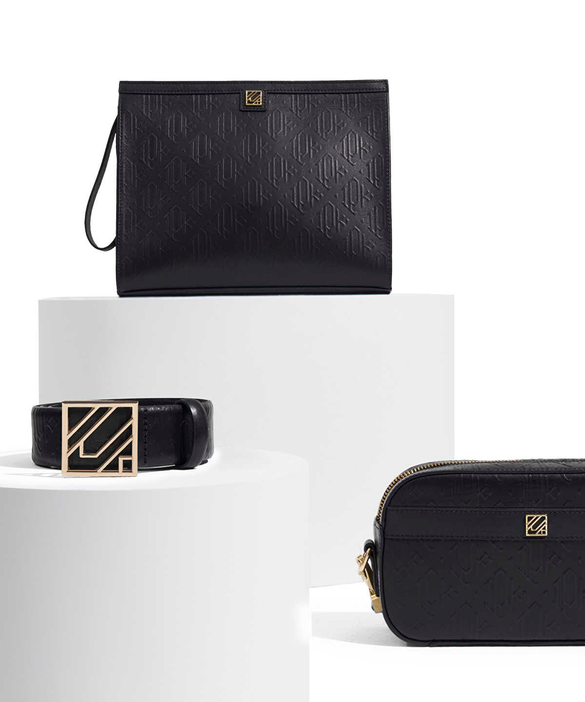 Monogram Buckle Leather Belt