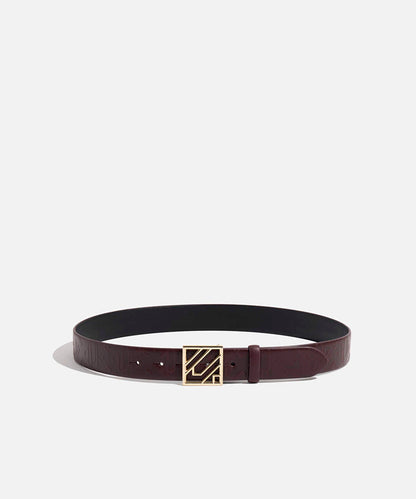 Monogram Buckle Leather Belt