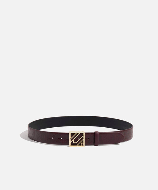 Monogram Buckle Leather Belt