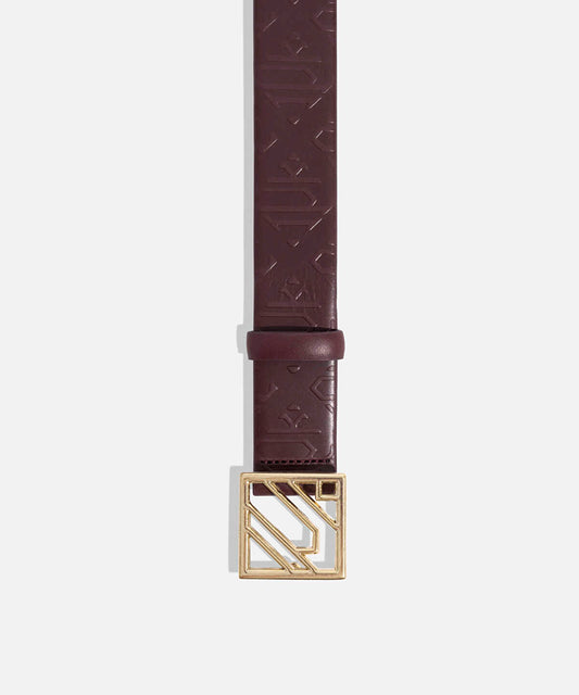 Monogram Buckle Leather Belt