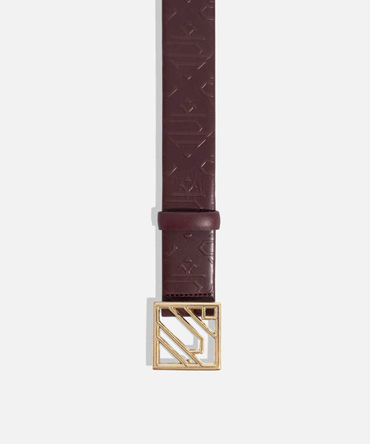 Monogram Buckle Leather Belt