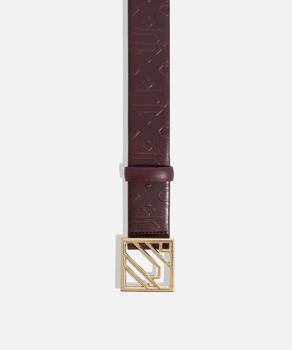 Monogram Buckle Leather Belt