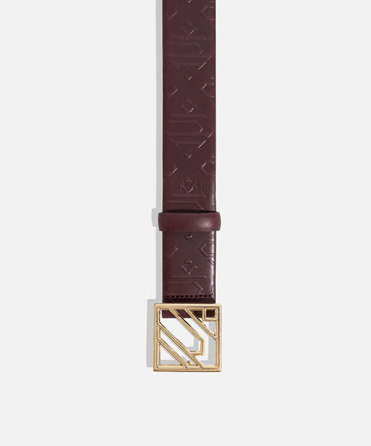 Monogram Buckle Leather Belt