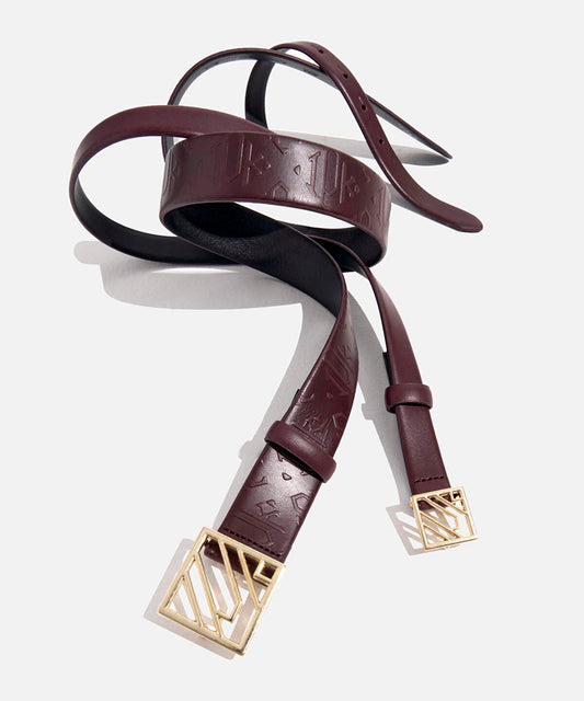 Monogram Buckle Leather Belt