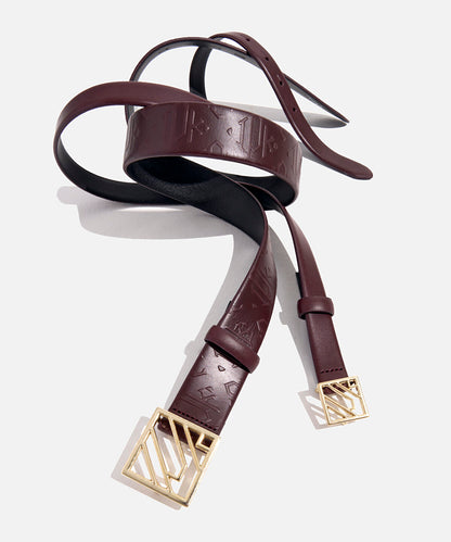 Monogram Buckle Leather Belt