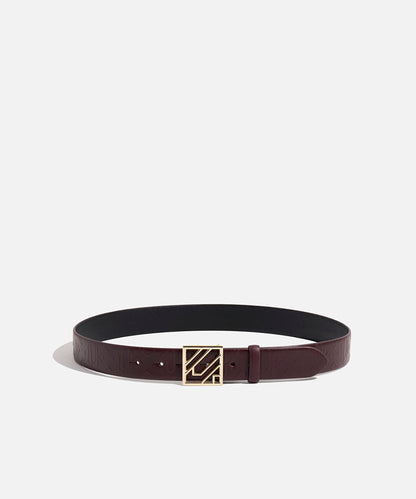 Monogram Buckle Leather Belt