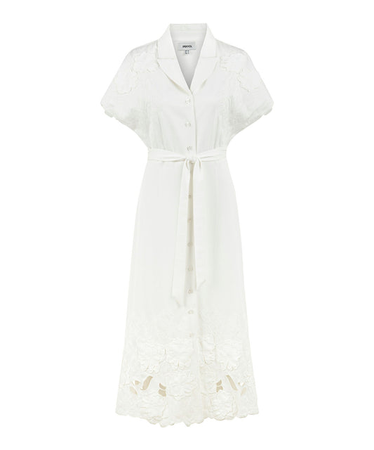 Shirt Dress with Floral Applique