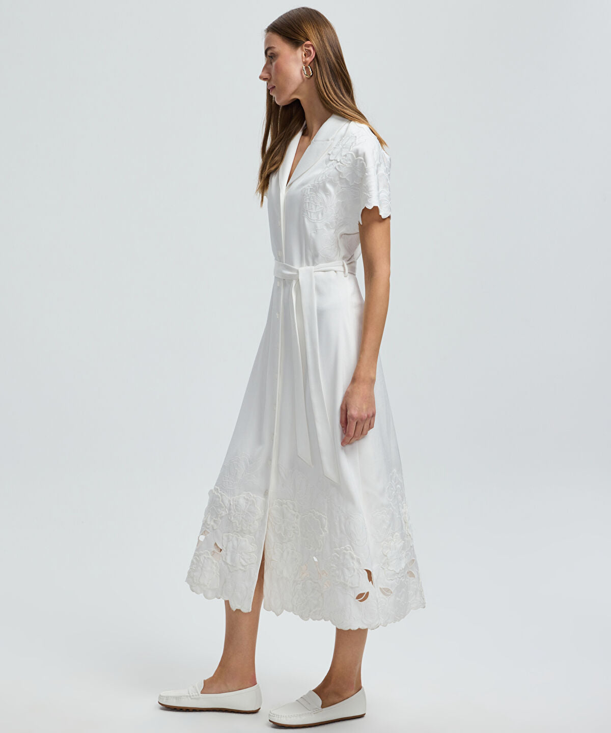 Shirt Dress with Floral Applique