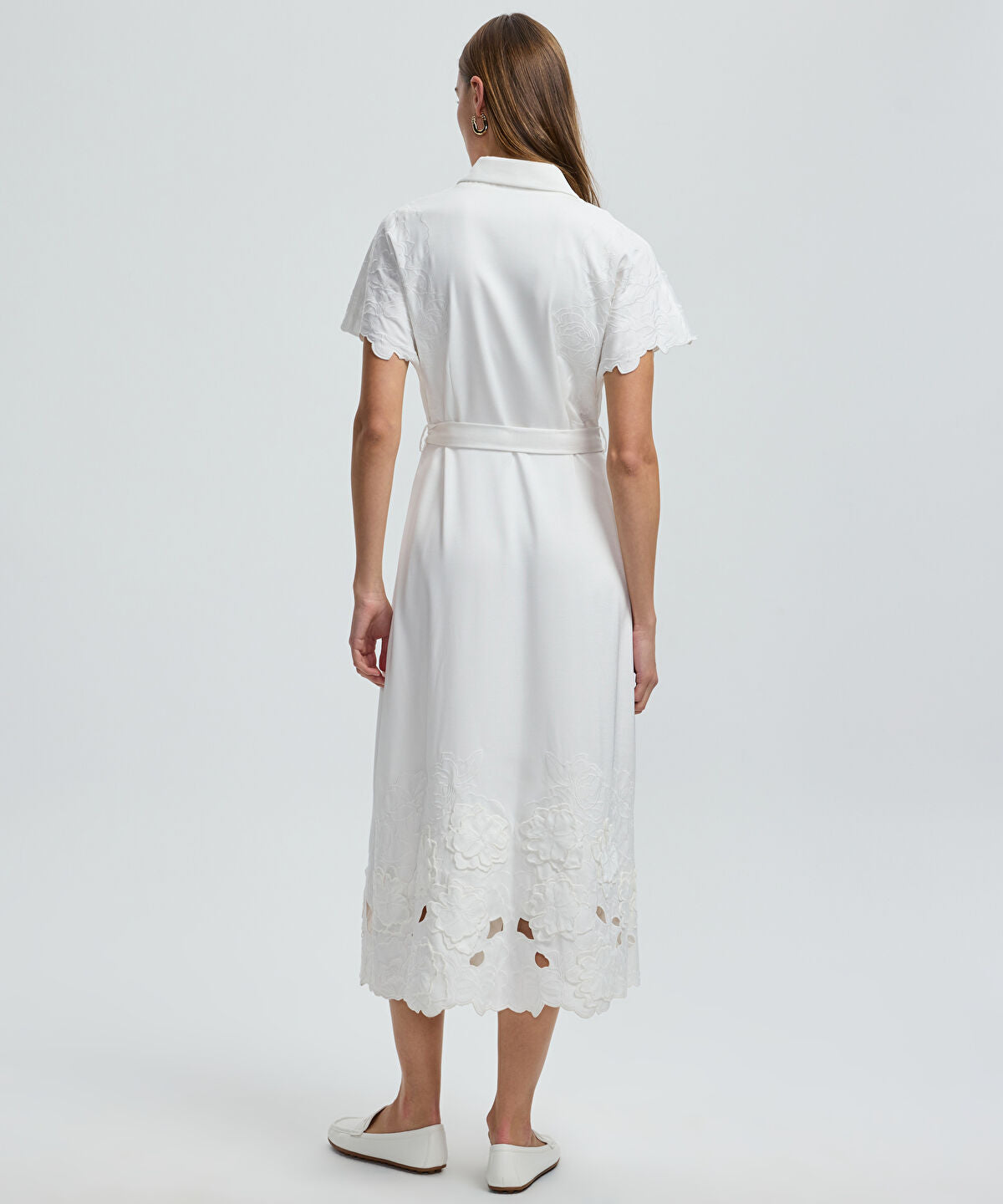 Zoomed Shirt Dress with Floral Applique