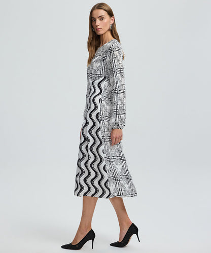 Printed Viscose Midi Dress